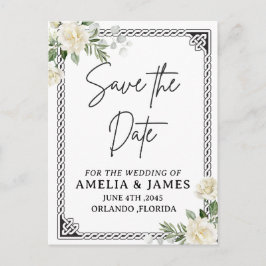 Cartão Postal Celtic Frame Wedding Save the Date Postcard