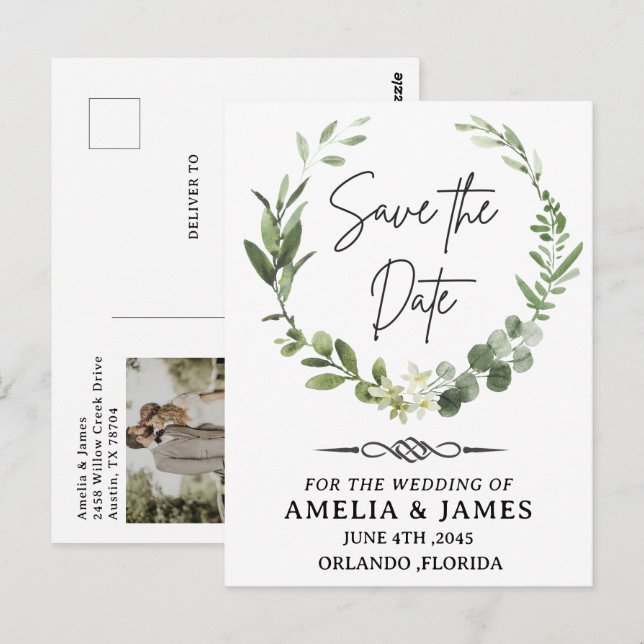 Cartão Postal Celtic Knot Arrow Wedding Save the Date Postcard (Frente/Verso)