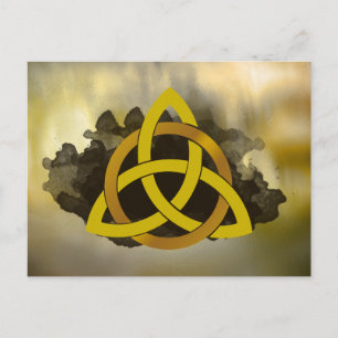 Cartão Postal Celtic Trinity Knot Ouro Watercolor