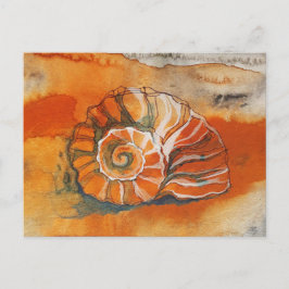Cartão Postal Célula Do Mar Na Praia Que Desenha Náutica