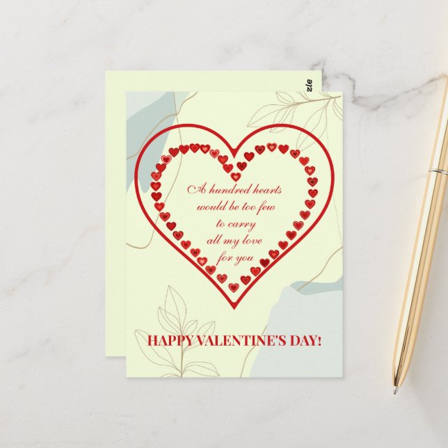 Cartão Postal Cem Corações, Namorados (Frente/Verso In Situ)