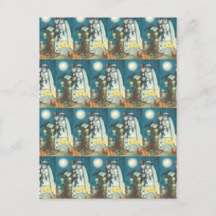 CARTÃO POSTAL CEMETERY VOWS, SKELETON WEDDING, BRIDE E GROOM