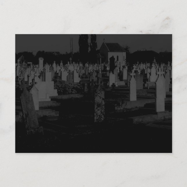 Cartão Postal Cemitério Gótico de Halloween Lápides do Cemitério (Frente)