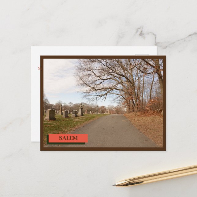 Cartão Postal Cemitério Graveyard Salem Massachusetts (Frente/Verso In Situ)
