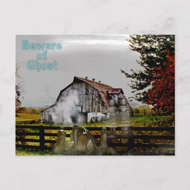 Cartão Postal *~* Cemitério Spooky BEWARE do Ghost HALLOWEEN (Frente)