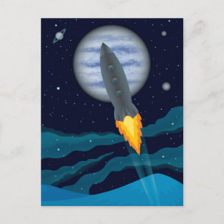 Cartão Postal Cena Cósmica de Rocketship