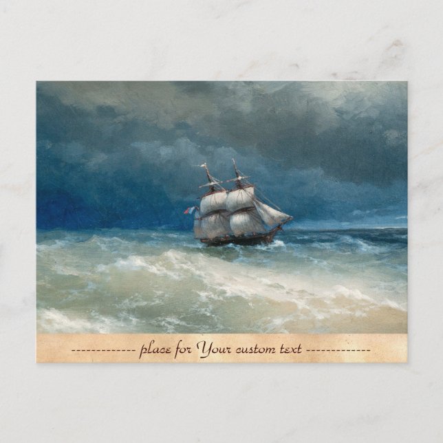 Cartão Postal Cena costeira com Stormy Waters Ivan Aivazovsky (Frente)