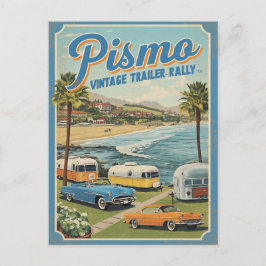 Cartão Postal Cena Costeira Vintage de Pismo Beach