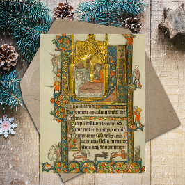 Cartão Postal Cena Cristã da Natividade Natal Medieval