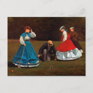 Cartão Postal Cena Croquet por Winslow Homer (1866)