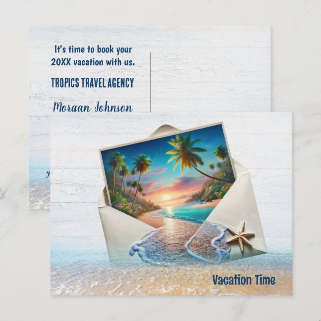 Cartão Postal Cena Da Ilha Tropical Em Envelope (Frente/Verso)