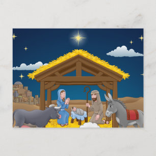 Cartão Postal Cena da Natal com o Bebê Jesus