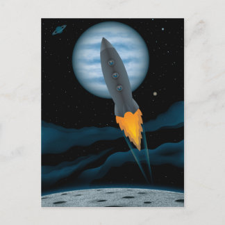 Cartão Postal Cena da Nave Espacial Cósmica