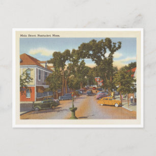 Cartão Postal Cena da Rua Principal de Nantucket Massachusetts V