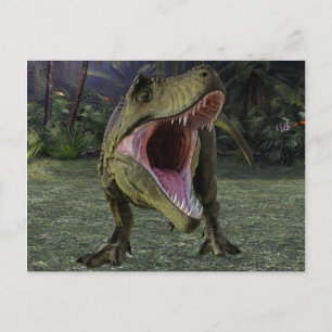 Cartão Postal Cena da selva do dinossauro Tyrannosaurs