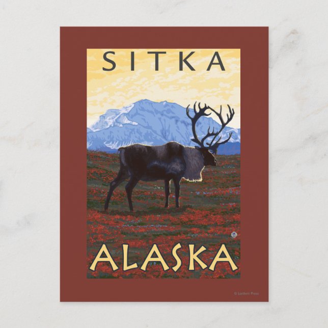Cartão Postal Cena das Caraíbas - Sitka, Alasca (Frente)