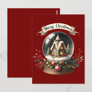 Cartão Postal Cena de Algodão do Globo de Neve Cozy Christmas