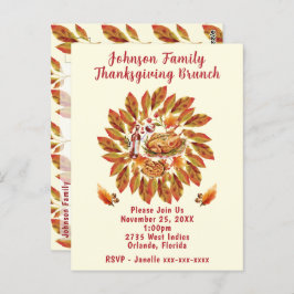 Cartão Postal Cena de Banquete de outono de Brunch de Ação de Gr