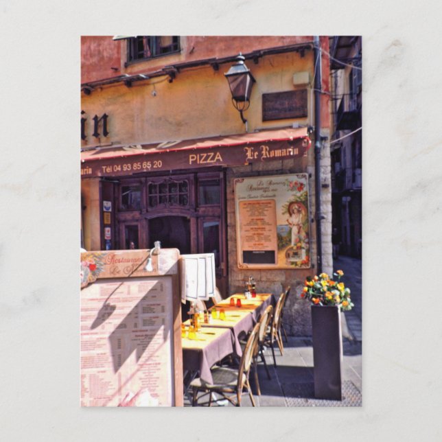 Cartão Postal Cena de café francês (Frente)