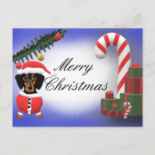 Cartão Postal Cena de Cão de Dachshund, Vazio de Natal feliz