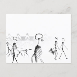 Cartão Postal Cena de Cidade do Esqueleto de Raios X&B