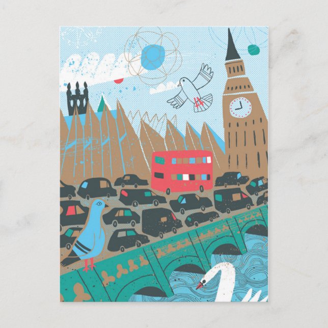 Cartão Postal Cena de Cidade do Reino Unido (Frente)