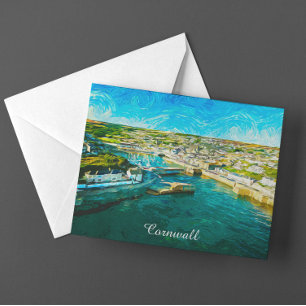 Cartão Postal Cena de costa da Cornualha Inglaterra pintura a ól