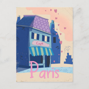 Cartão Postal Cena de desenho animado retrô da Rua Paris