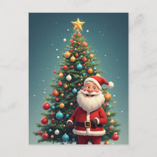 Cartão Postal Cena de Férias de Inverno do Papai Noel e da Árvor