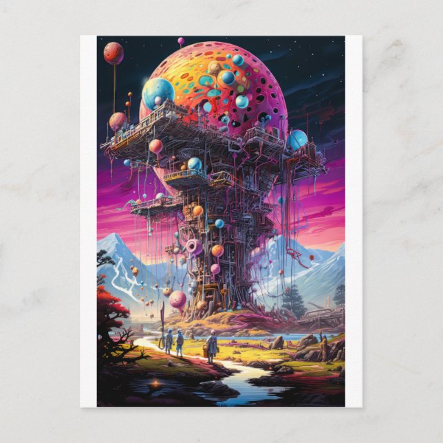Cartão Postal Cena de Ficção Científica (Frente)
