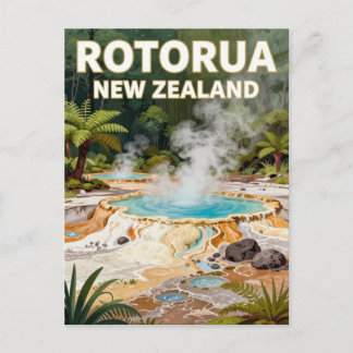 Cartão Postal Cena de Fonte Termal de Rotorua na Nova Zelândia