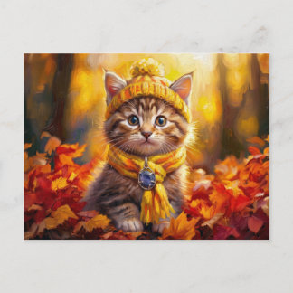 Cartão Postal Cena de Gatinho Laranja Rústico Cottagecore de Out