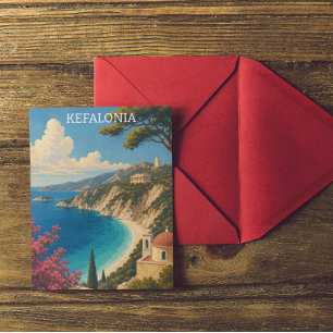 Cartão Postal Cena de Ilhas Vintage Kefalonia Grécia