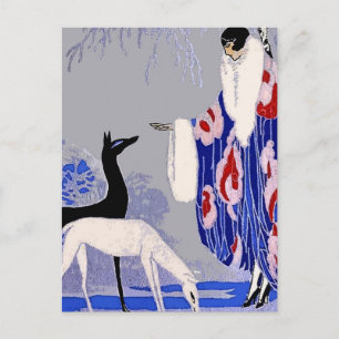Cartão Postal “Cena de Inverno” Art Déco por George Barbier