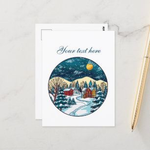 Cartão Postal Cena de inverno bonita personalizável