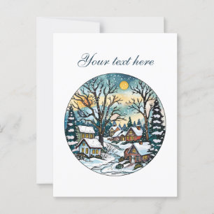Cartão Postal Cena de inverno bonita personalizável