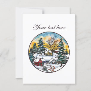 Cartão Postal Cena de inverno bonita personalizável