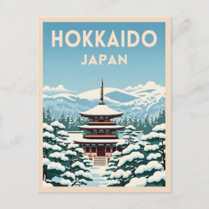 Cartão Postal Cena de inverno da Viagens vintage Retro Hokkaido 