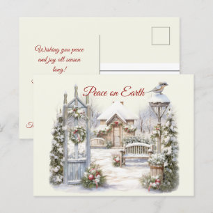 Cartão Postal Cena de inverno da Vintage de Natal