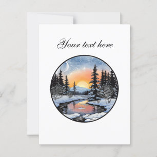 Cartão Postal Cena de inverno fofa personalizável