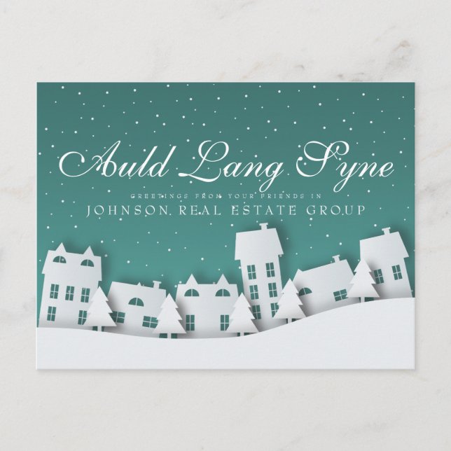 Cartão Postal Cena de inverno Moderna | Saudações de Ano Novo (Frente)