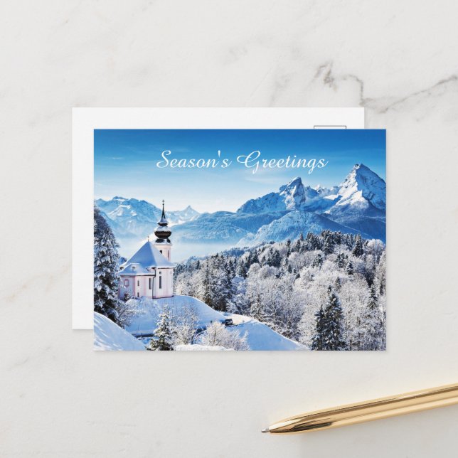 Cartão Postal Cena de inverno personalizada (Frente/Verso In Situ)