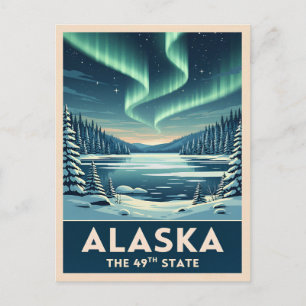 Cartão Postal Cena de Inverno Vintage de Viagens do Alasca Retro