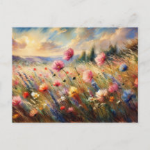 Cena de Natureza Campo de Flores Vintage Impressio