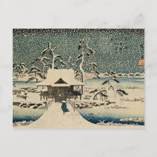 Cartão Postal Cena de Neve e Hiroshige de Utagawa