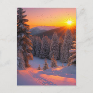 Cartão Postal Cena de Neve Feriada