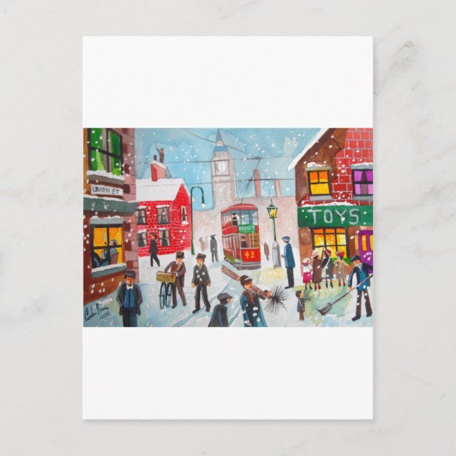 Cartão Postal Cena de neve Varreduras de chaminé de inverno pint (Frente)