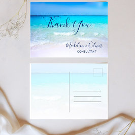 Cartão Postal Cena de Oceano Verão Praia Azul Obrigado 