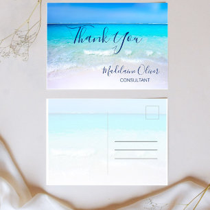 Cartão Postal Cena de Oceano Verão Praia Azul Obrigado 