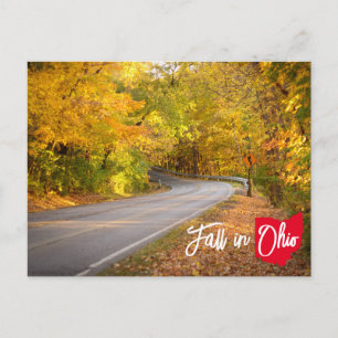 Cartão Postal Cena de outono em Ohio Estrada Sinuosa Folhagem de